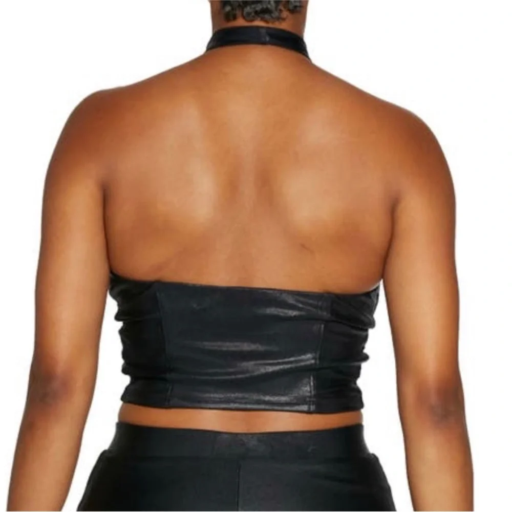 Naked Wardrobe | Drip Crossover Halter Crop Black Top Size L - Picture 12 of 13